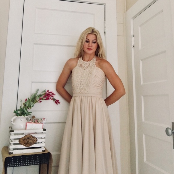 Andrew Adela Dresses & Skirts - “Andrew Adela” Ivory Halter Evening Dress